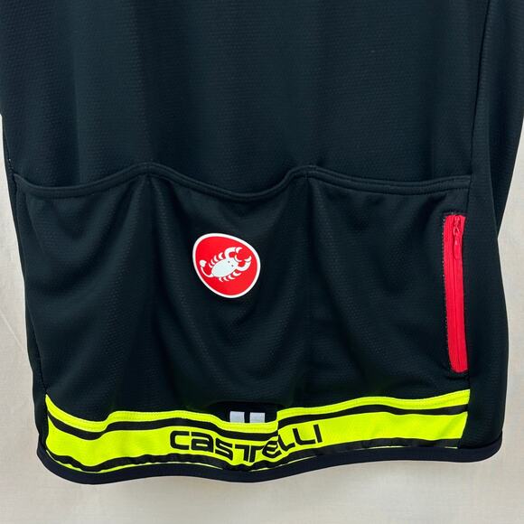 Castelli Cycling Jersey Large Short Sleeve Full Zip Black Neon Yellow Scorpion - Picture 4 of 12